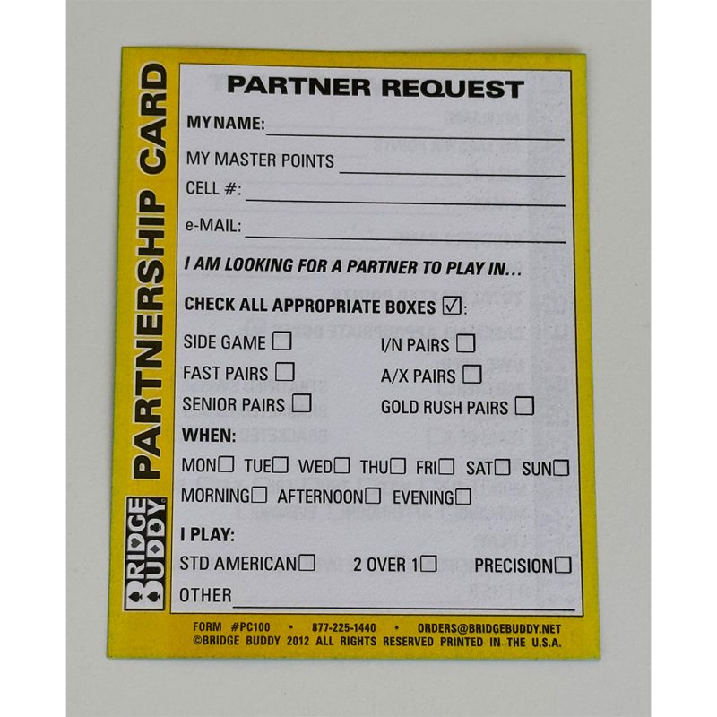 Double Sided Partner and Team Request Cards - Pack of 500