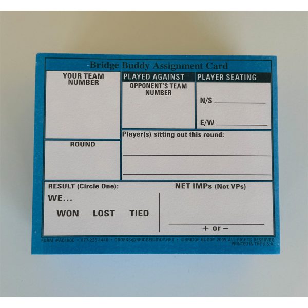 Swiss Team Assignment Cards - 207 Sheets