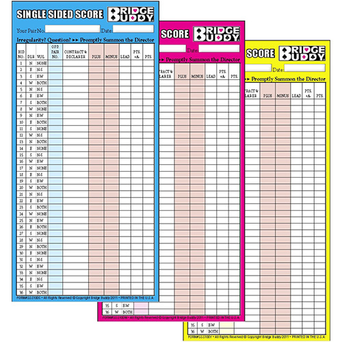 Single Sided Score Sheet - 10 Pads