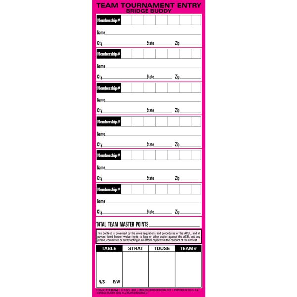 Team Tournament Entry Forms | Slimline - Pack of 500 - Image 4