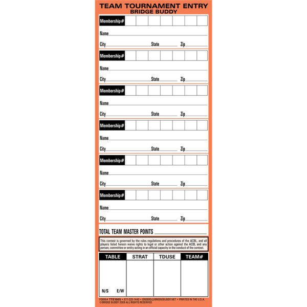 Team Tournament Entry Forms | Slimline - Pack of 500 - Image 6